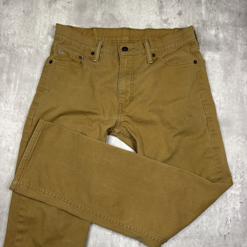 Levis 513 Jeans Mens 30x30 Tan Khaki Denim Slim Straight Fit Red Tab Stretch